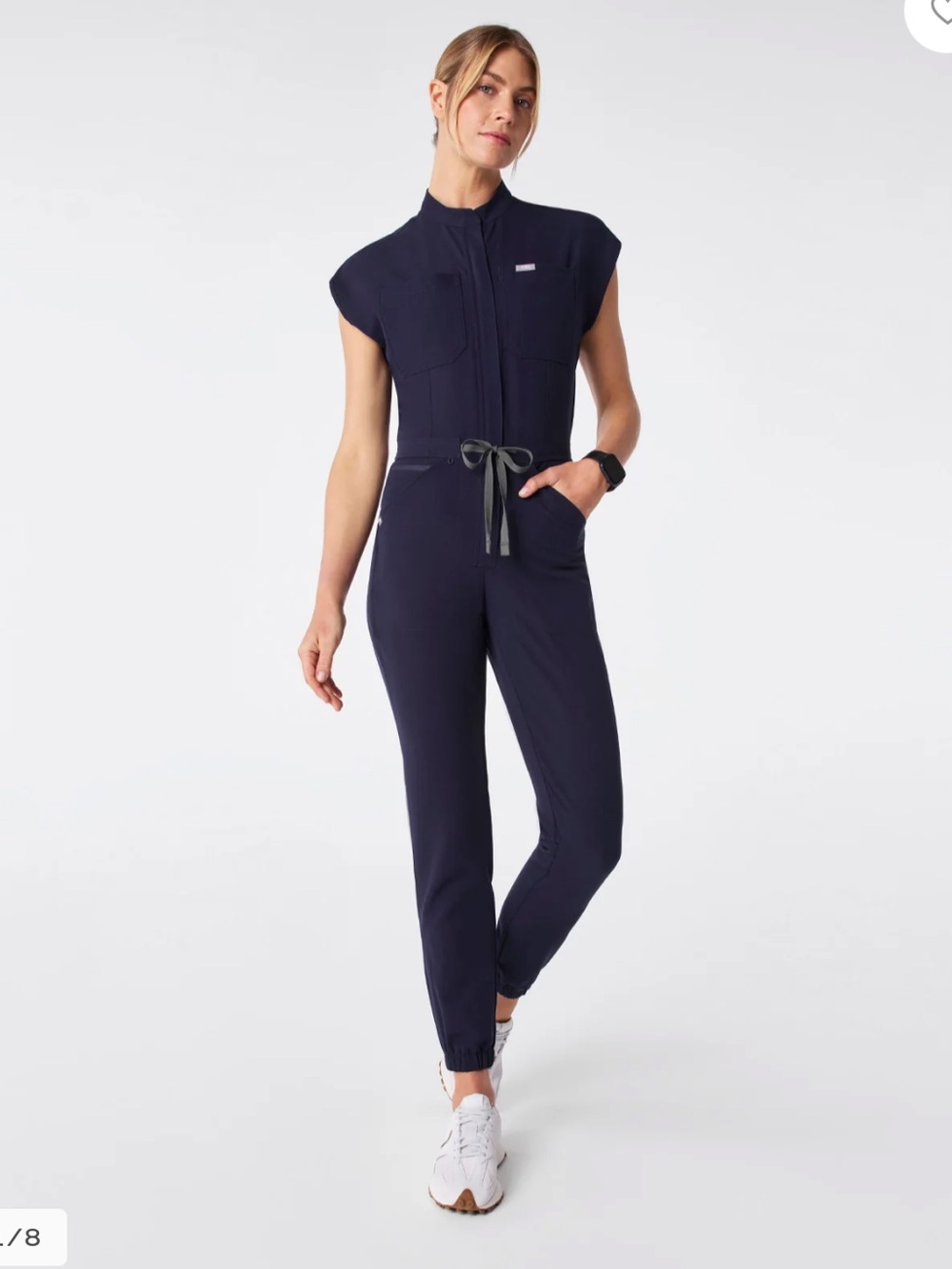 Figs Navy Utility Jumpsuit with Drawstring Waist